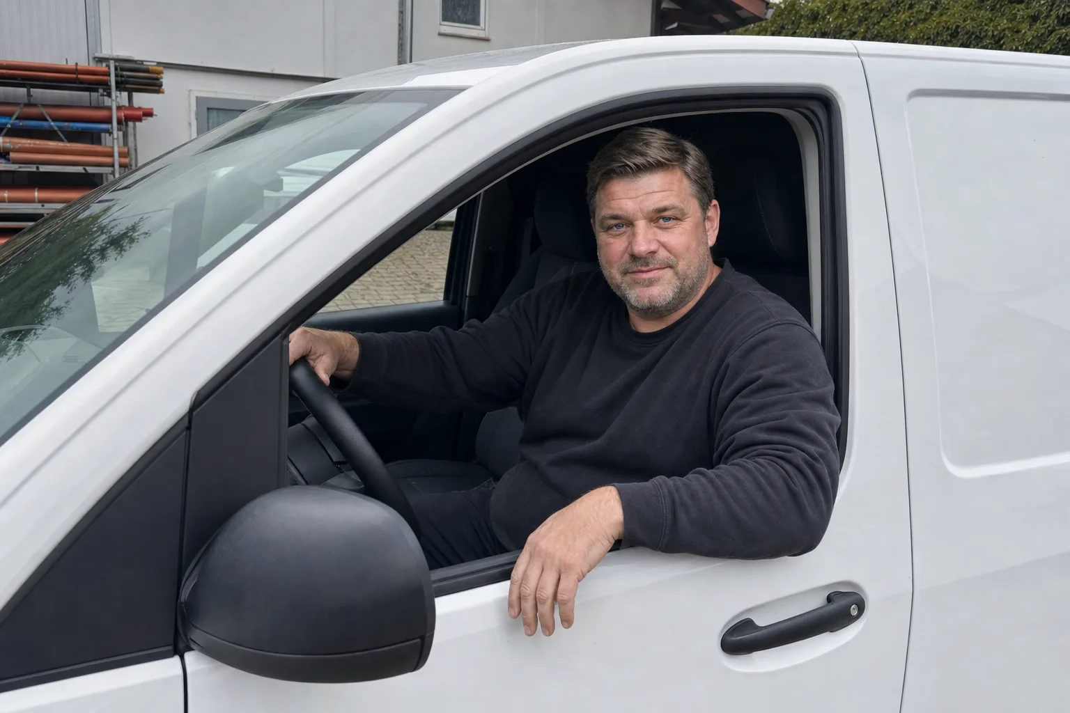 Team von Rohrreinigung Becker vor dem Servicefahrzeug